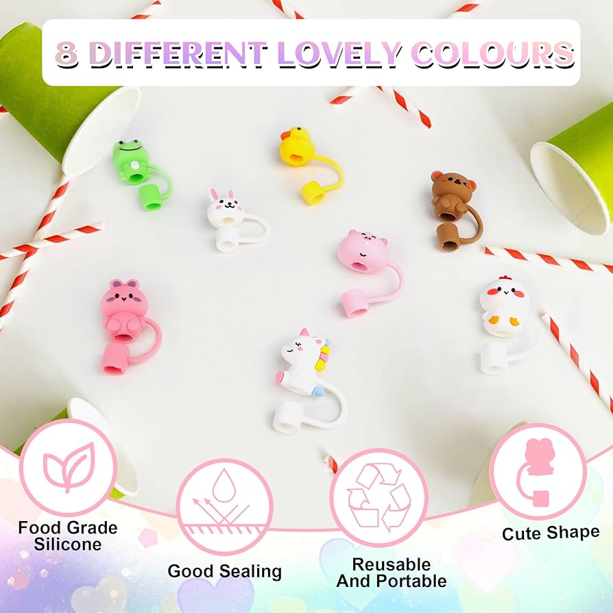 3D Straw Toppers - Stanley | Stylist | Silicone - Kidspark